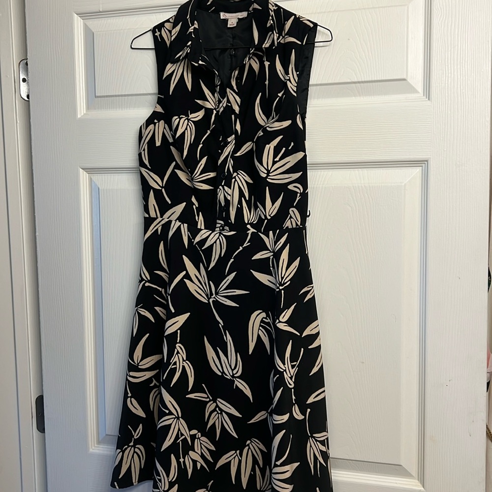 A line black and beige dress